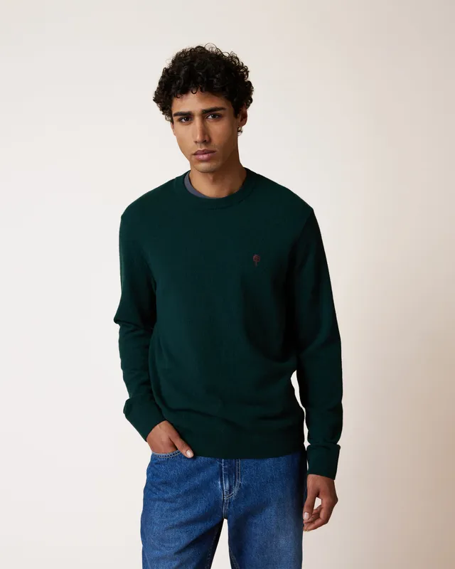 faguo-marly-pull-col-rond-laine-vert-fonc-fil-italien image 1