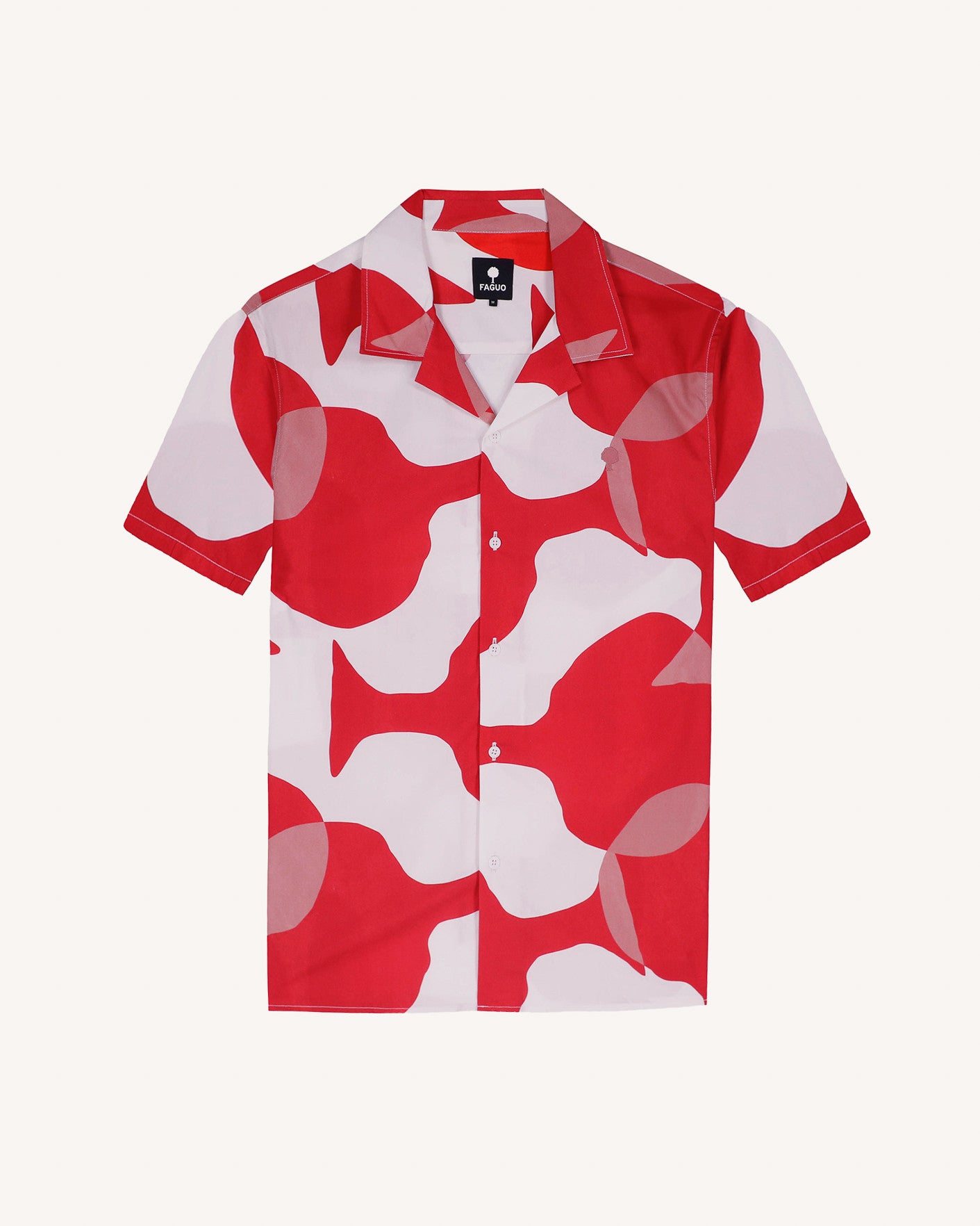 faguo-vimy-chemise-manches-courtes-homme-rouge-et-cr-me-coton image 2