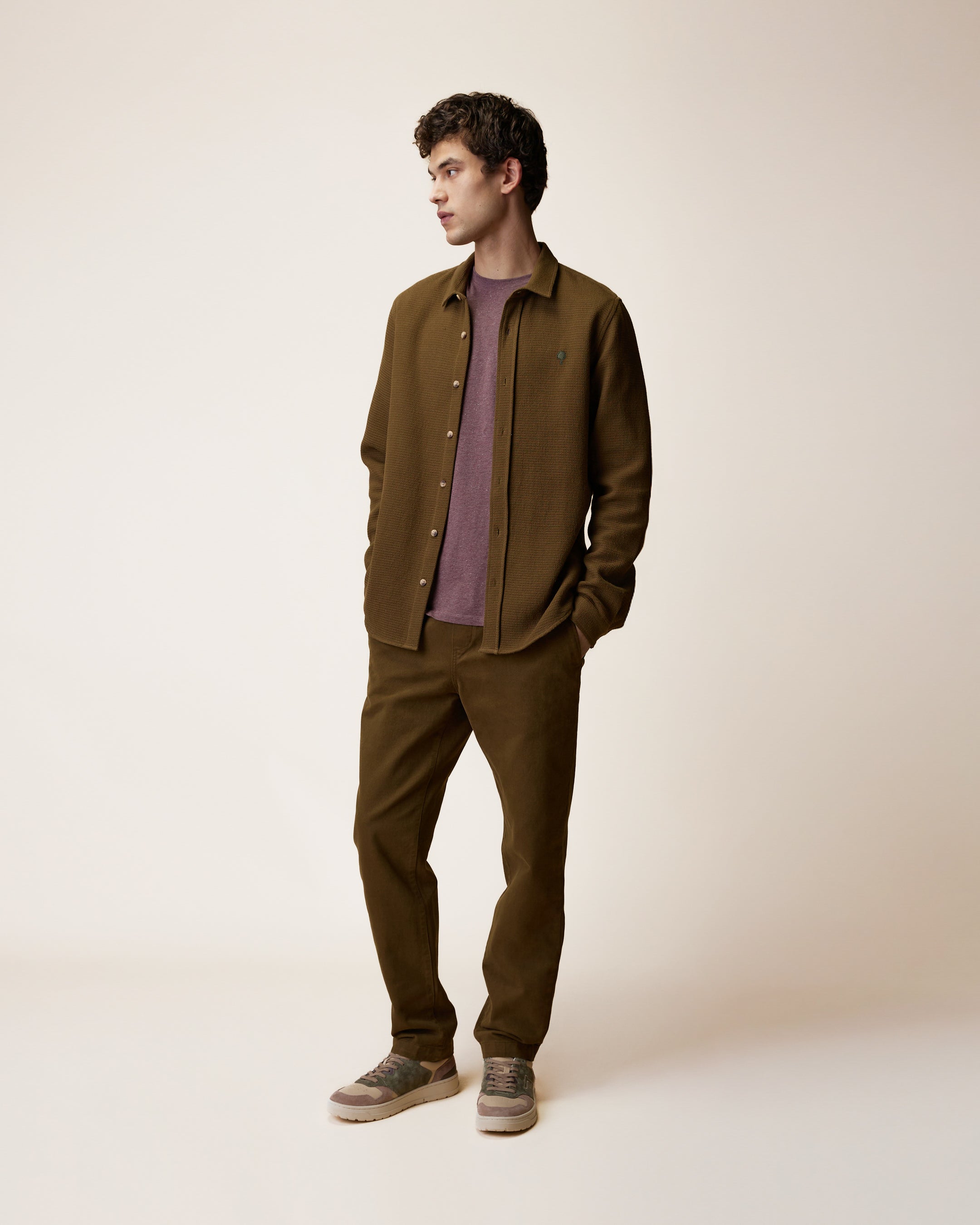 faguo-dreuille-pantalon-taille-lastique-kaki-en-twill-patin image 4
