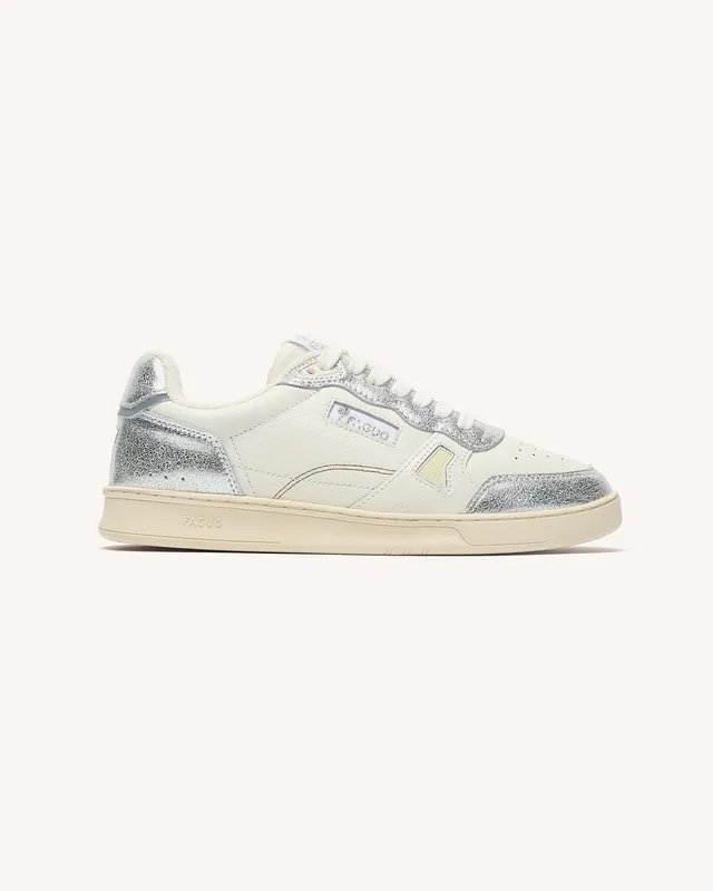 faguo-commute-1-baskets-femme-blanc-et-argent-cuir image 1
