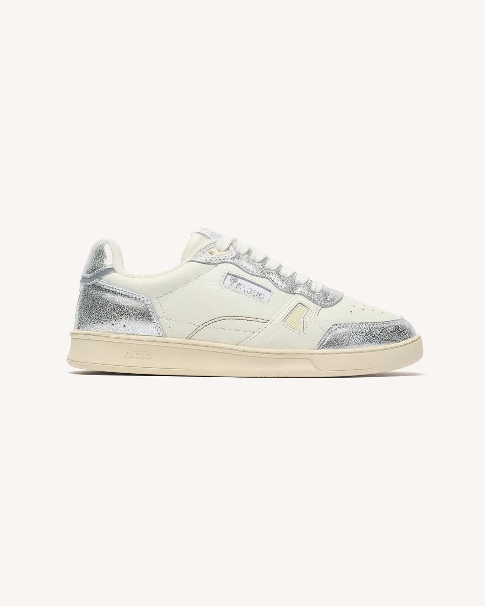 faguo-commute-1-baskets-femme-blanc-et-argent-cuir image 1