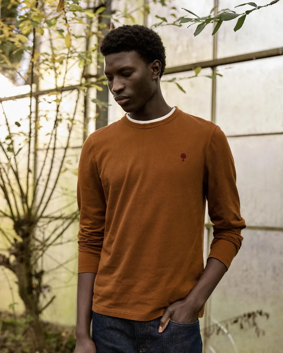 faguo-bailly-t-shirt-manches-longues-rouille-coton-homme image 1