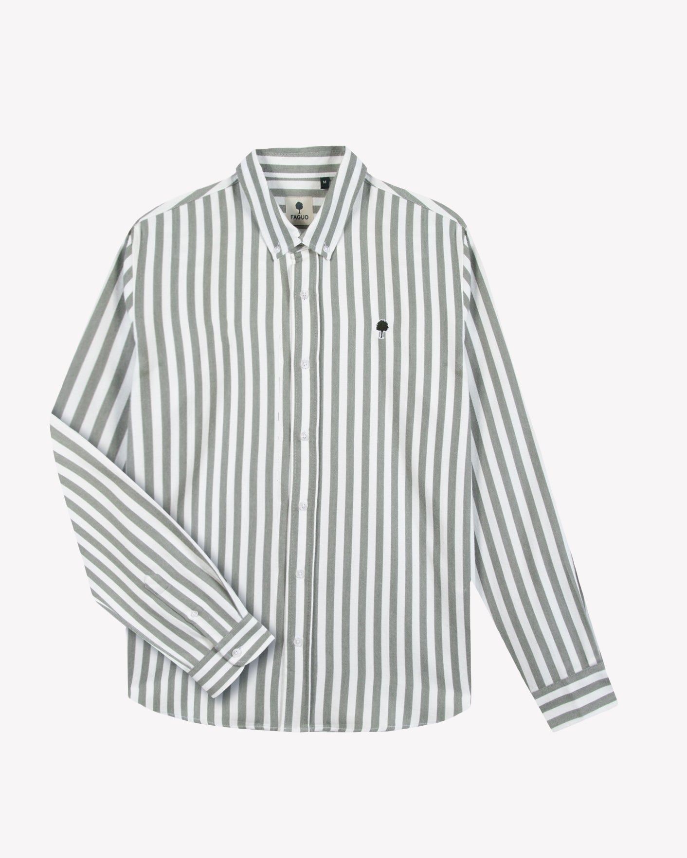 faguo-ivoy-chemise-ray-e-cru-et-vert-homme image 2