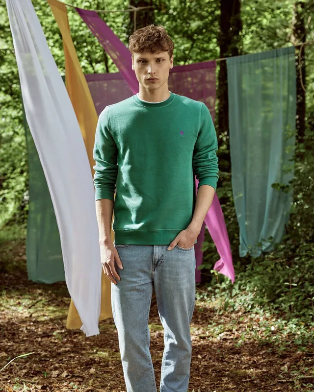 faguo-donzy-sweat-col-rond-vert-meraude-homme image 1