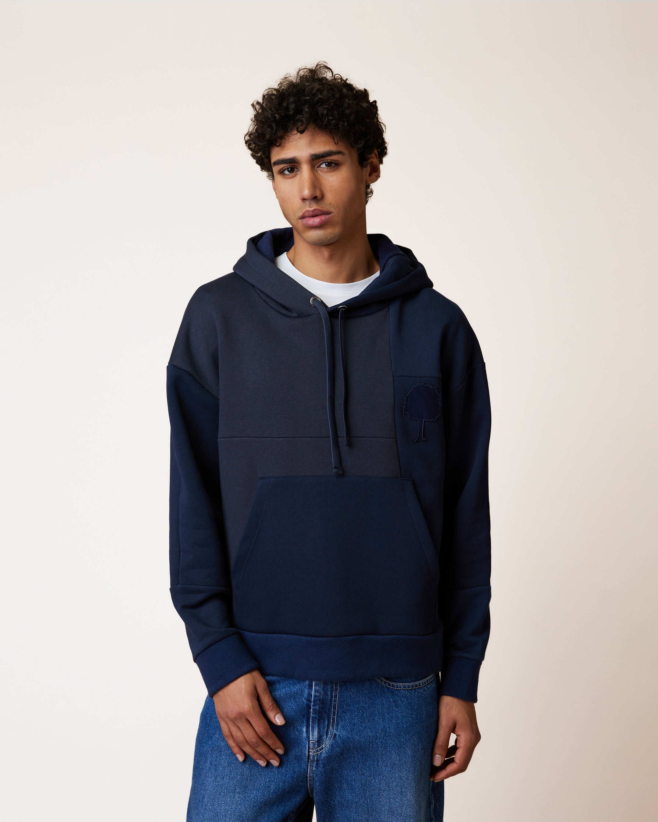 faguo-dirac-up-sweat-capuche-bleu-marine-en-molleton-upcycl image 1