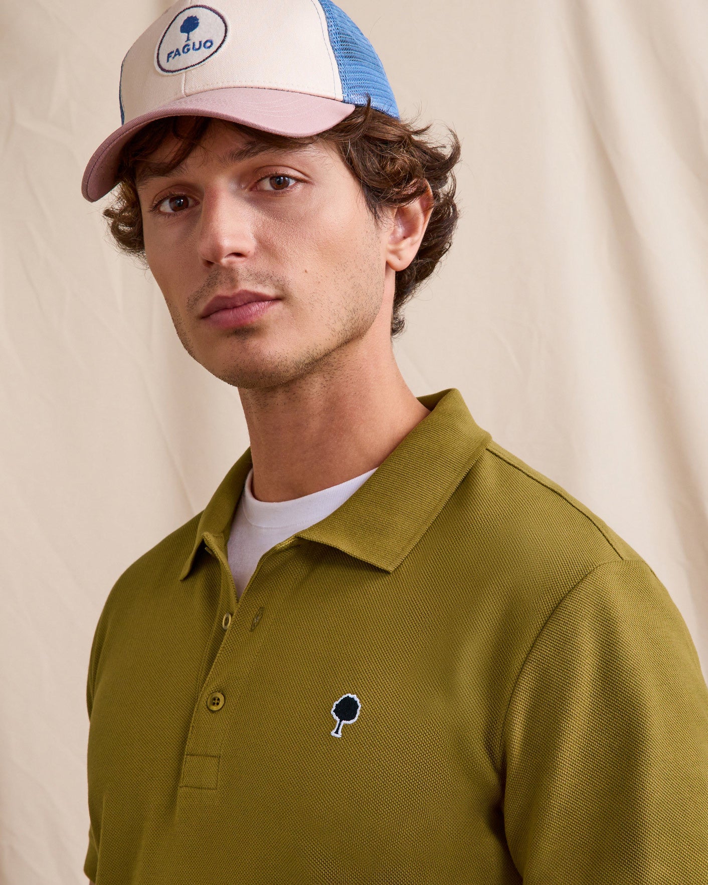 faguo-lumigny-polo-kaki-fonc-coton-piqu image 3