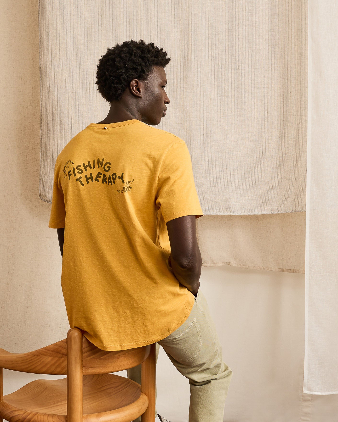 faguo-retz-t-shirt-ocre-coton-flamm-homme image 6