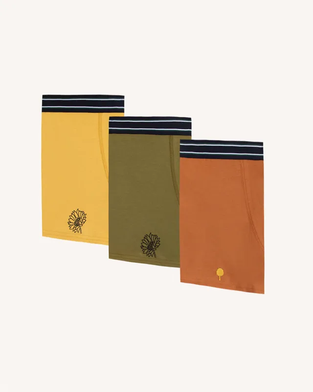 faguo-lot-3-boxers-kaki-terre-jaune-jersey image 1