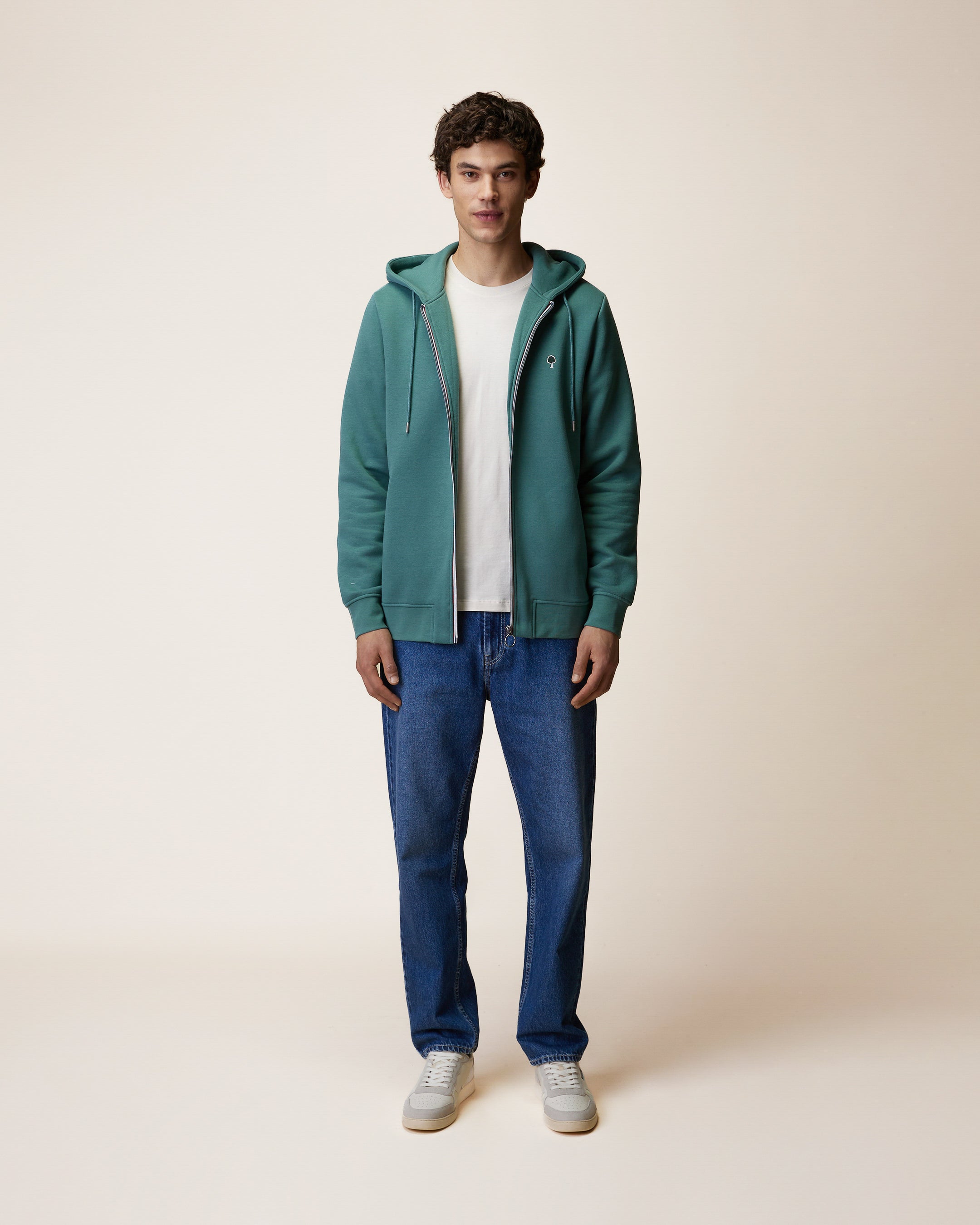 faguo-mesnil-vert-clair-sweat-zipp-capuche-homme image 3