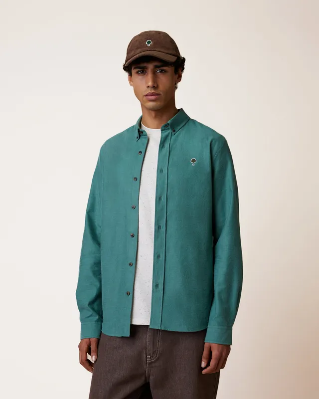 faguo-ivoy-chemise-en-velours-vert-bleu-oxford-gratt image 1