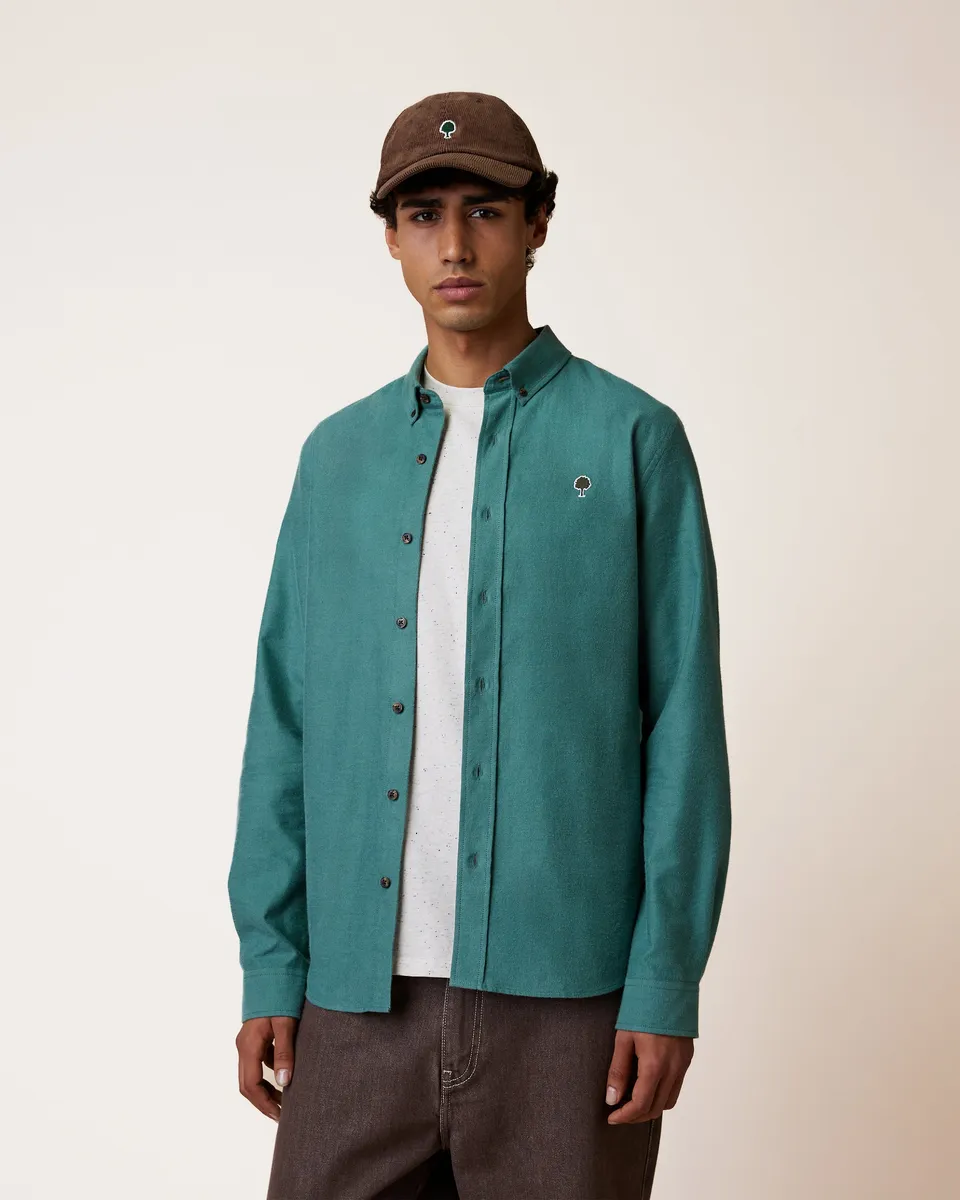 faguo-ivoy-chemise-en-velours-vert-bleu-oxford-gratt image 1