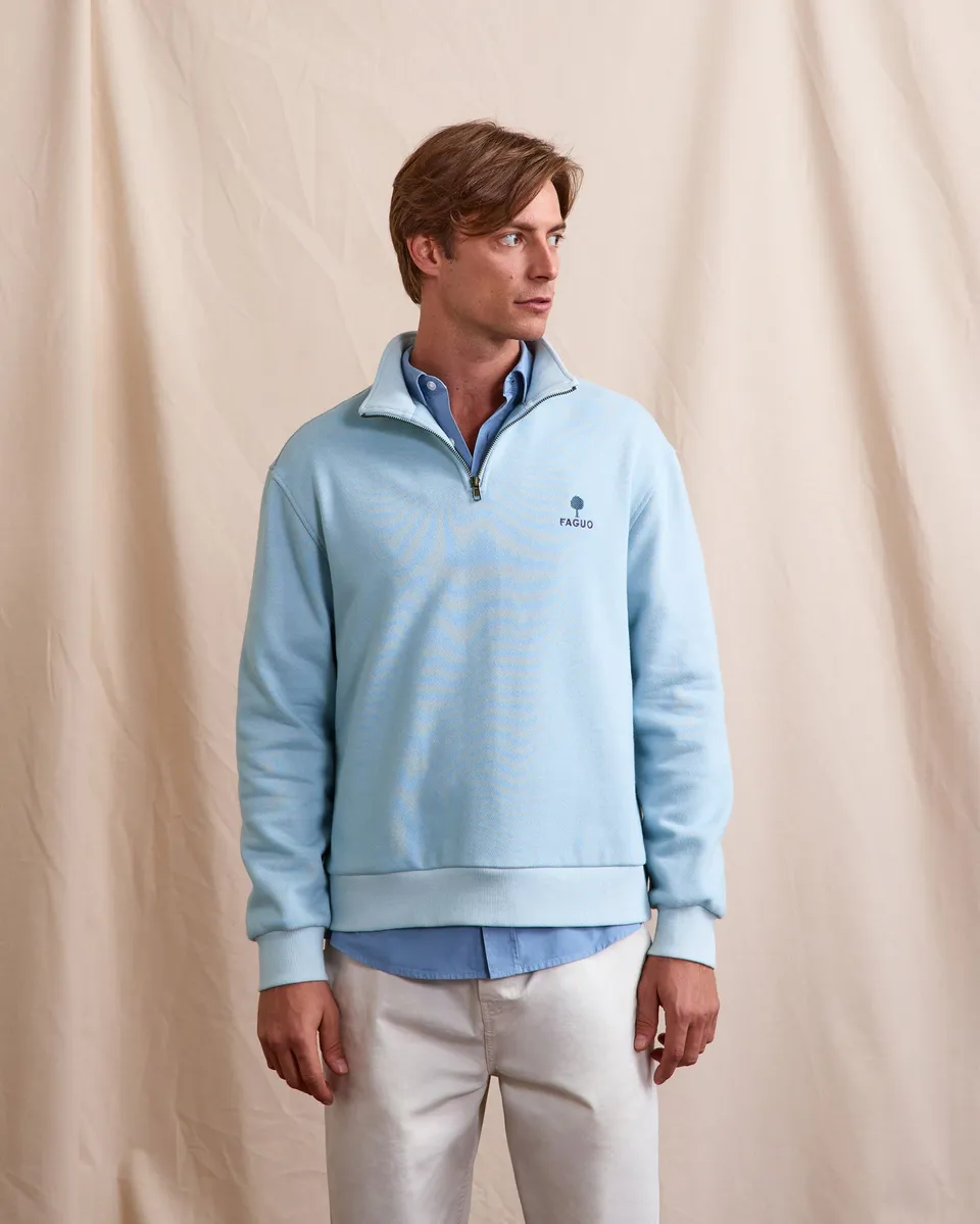 faguo-amboise-sweat-zipp-bleu-ciel-coton-bio-homme image 1