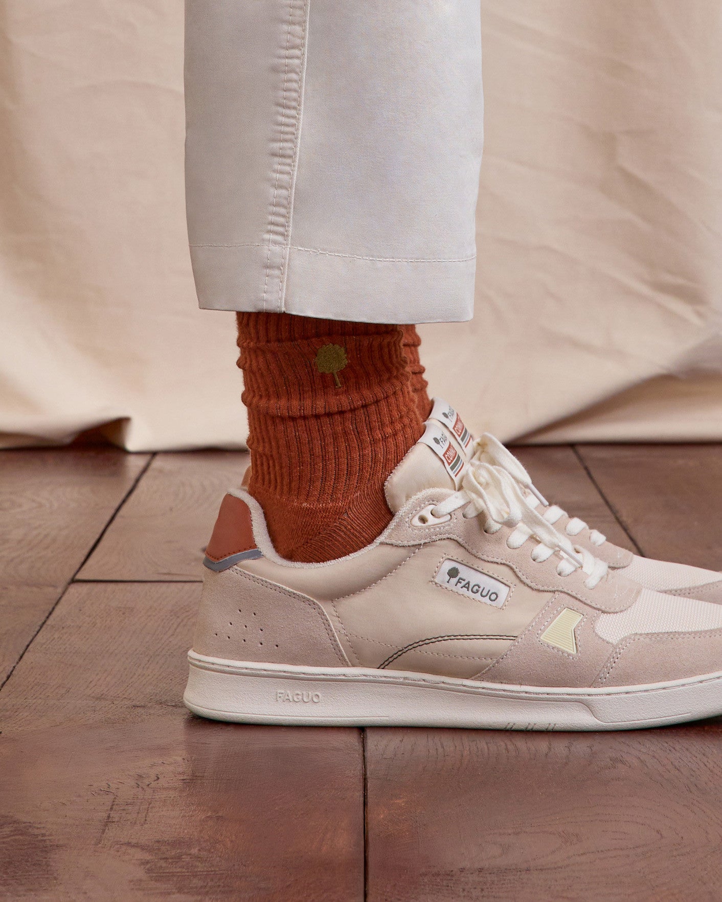 faguo-socks-x1-chaussettes-sport-brique-clair-coton-mi-hautes image 2