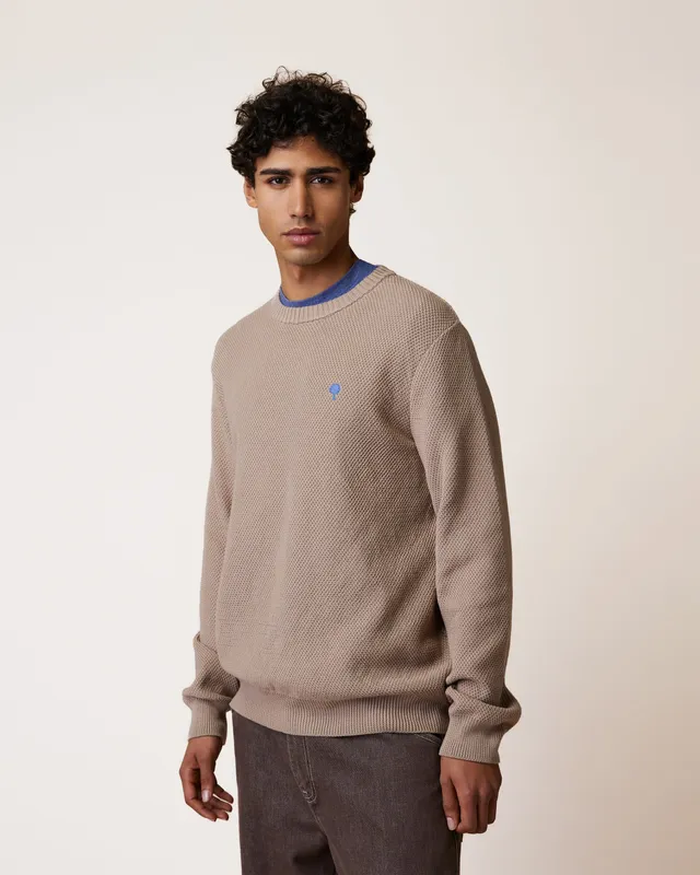 faguo-opale-pull-col-rond-beige-fonc-coton-bio-homme image 1