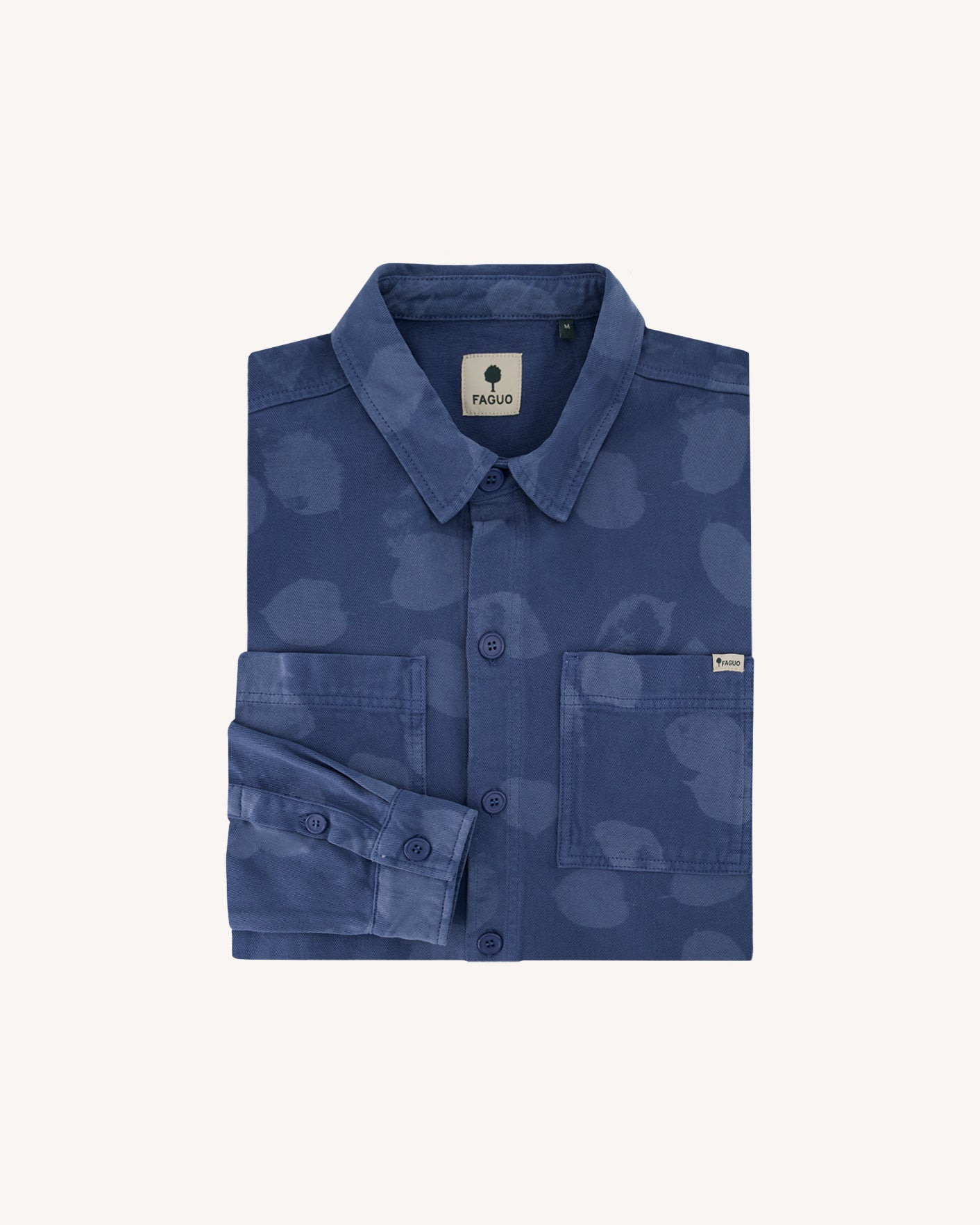 faguo-clemont-surchemise-bleue-cru-motif-feuilles image 2