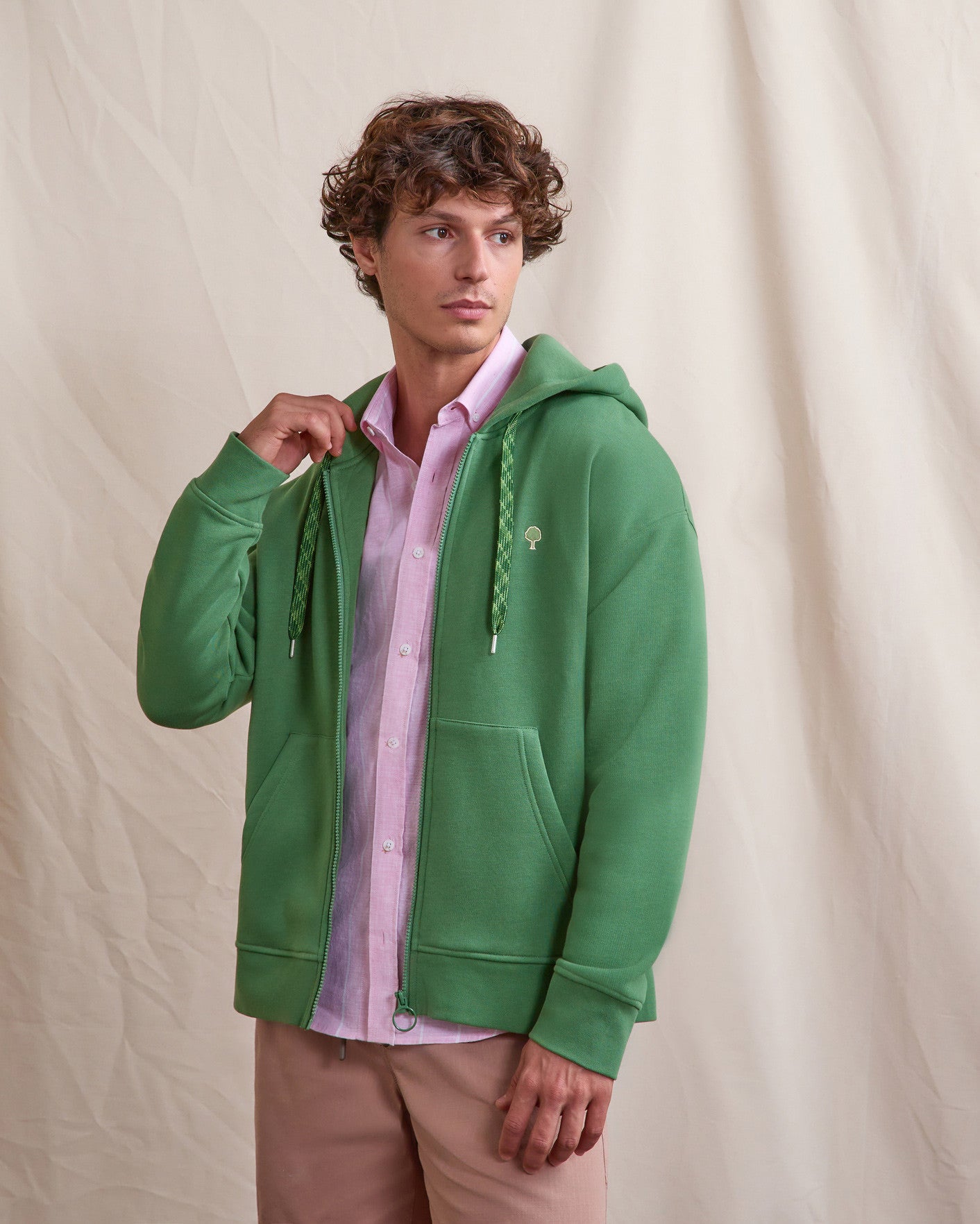 faguo-mesnil-os-sweat-zipp-capuche-vert-sapin image 1