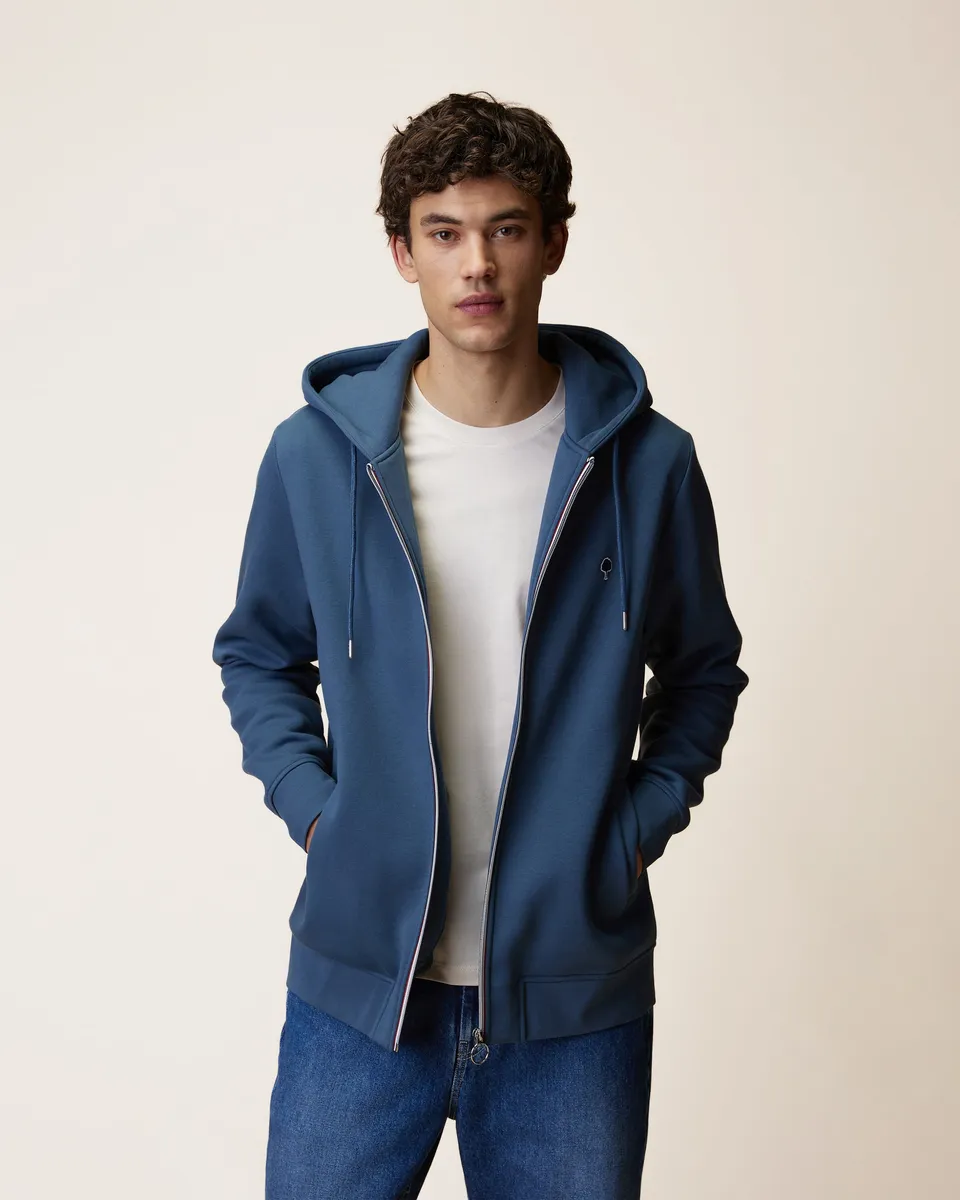 faguo-mesnil-sweat-zipp-capuche-bleu-gris-molleton image 1