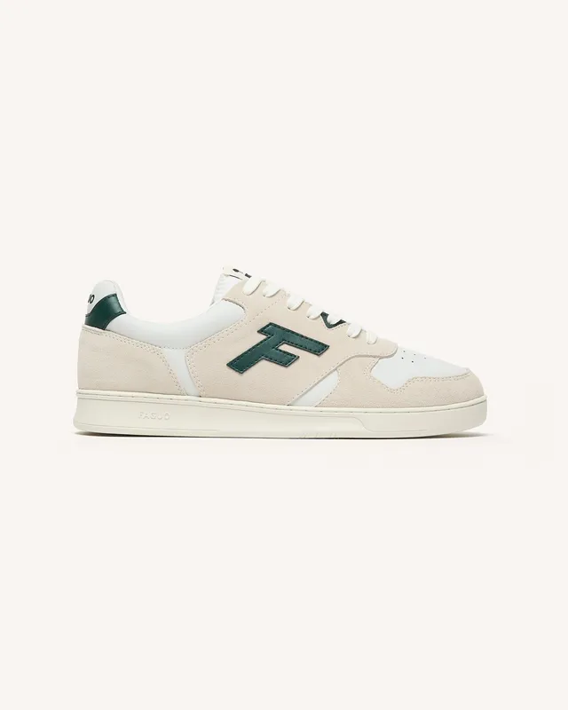 faguo-baskets-palmer-cuir-blanc-et-vert-homme image 1
