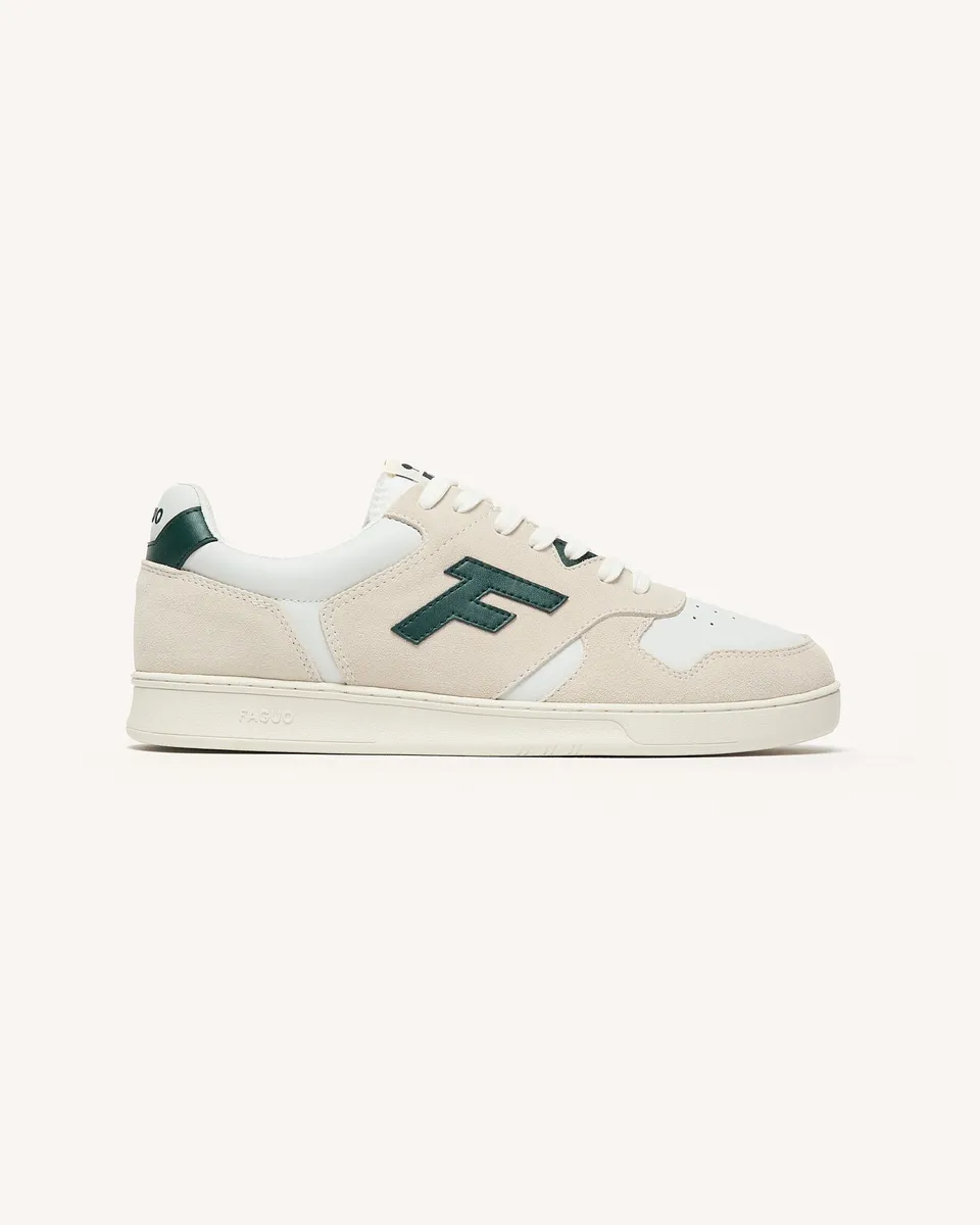 faguo-baskets-palmer-cuir-blanc-et-vert-homme image 1