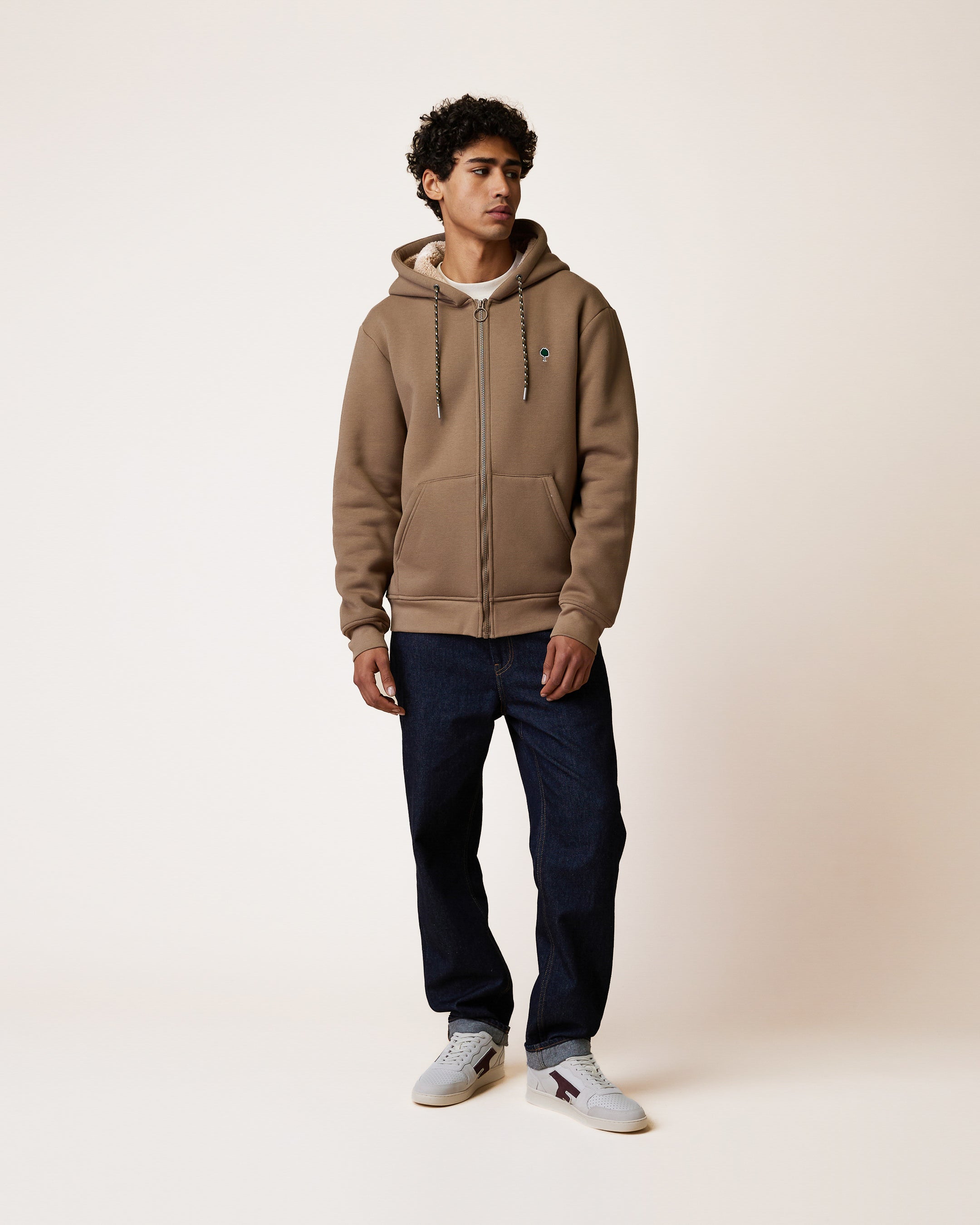 faguo-meygal-sweat-zipp-capuche-sherpa-marron image 3