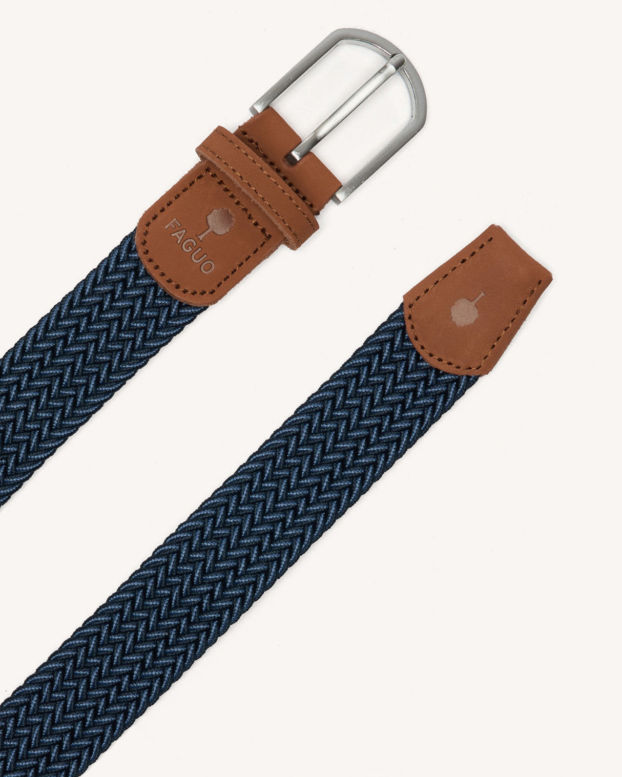 faguo-belt-ceinture-tress-e-lastique-bleu-fonc-blanc image 2