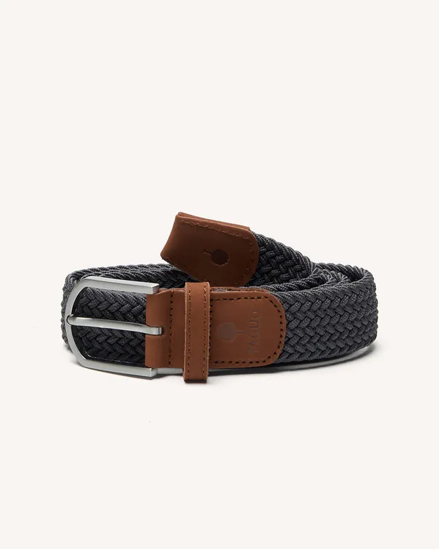 faguo-belt-ceinture-tress-e-homme-gris-et-camel-lastique image 1