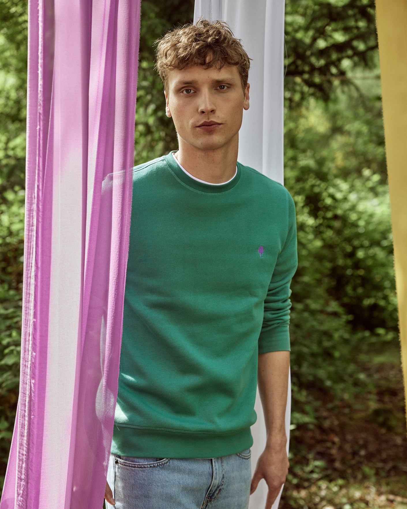 faguo-donzy-sweat-col-rond-vert-meraude-homme image 3