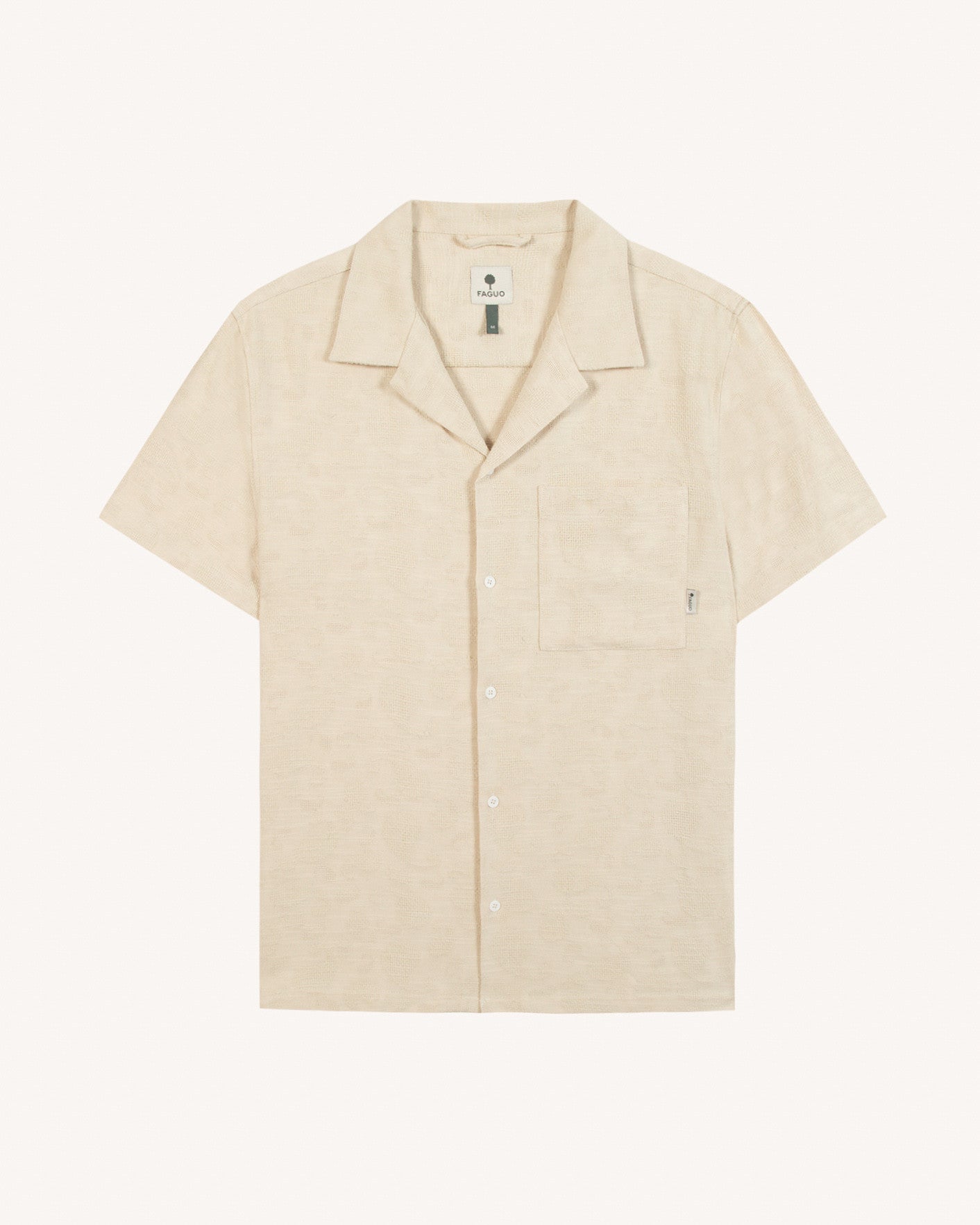 faguo-paiolive-chemise-manches-courtes-cru-homme-jacquard-col-cubain image 2