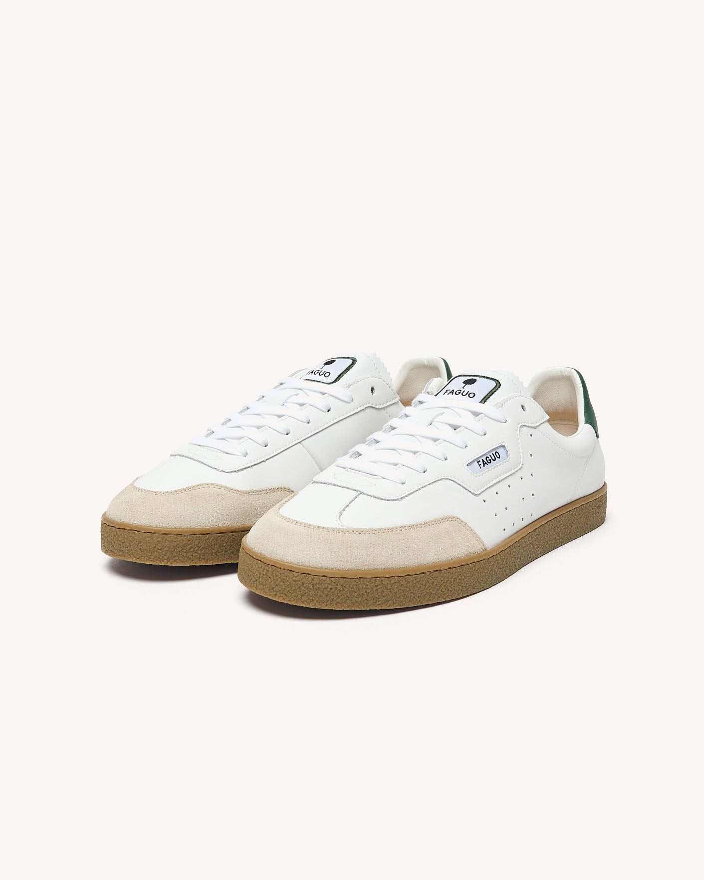 faguo-lumbo-baskets-en-cuir-blanc-et-vert image 2