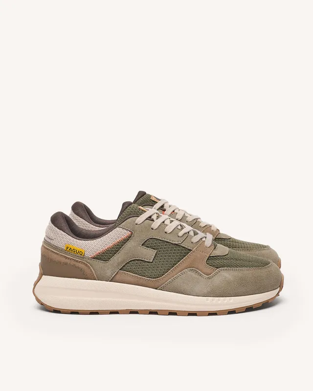 faguo-limwood-baskets-running-kaki-marron-cuir-su-de image 1