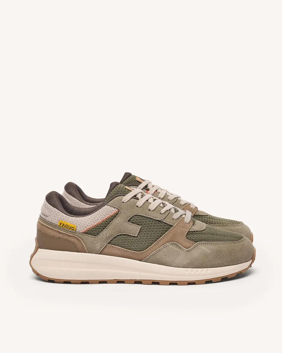 faguo-limwood-baskets-running-kaki-marron-cuir-su-de image 1