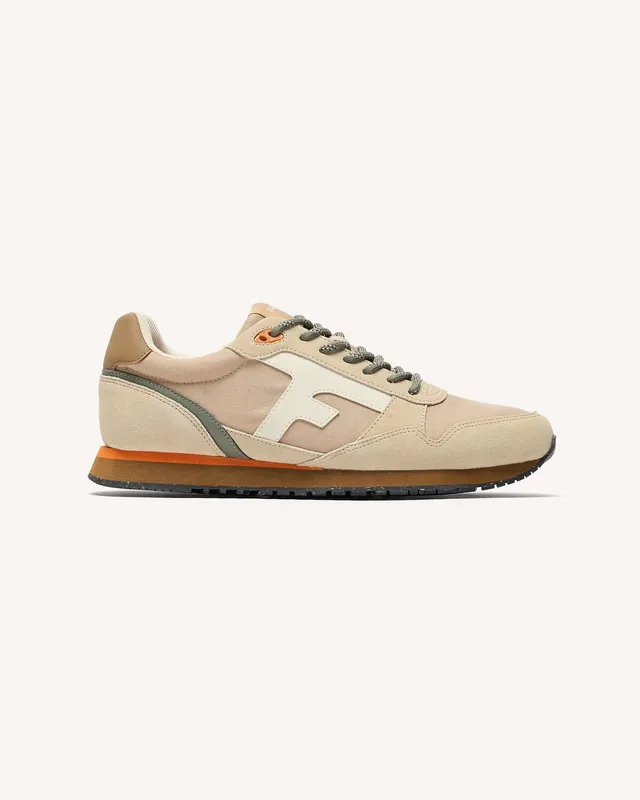 faguo-elm-baskets-homme-beige-et-camel-running-vintage image 1
