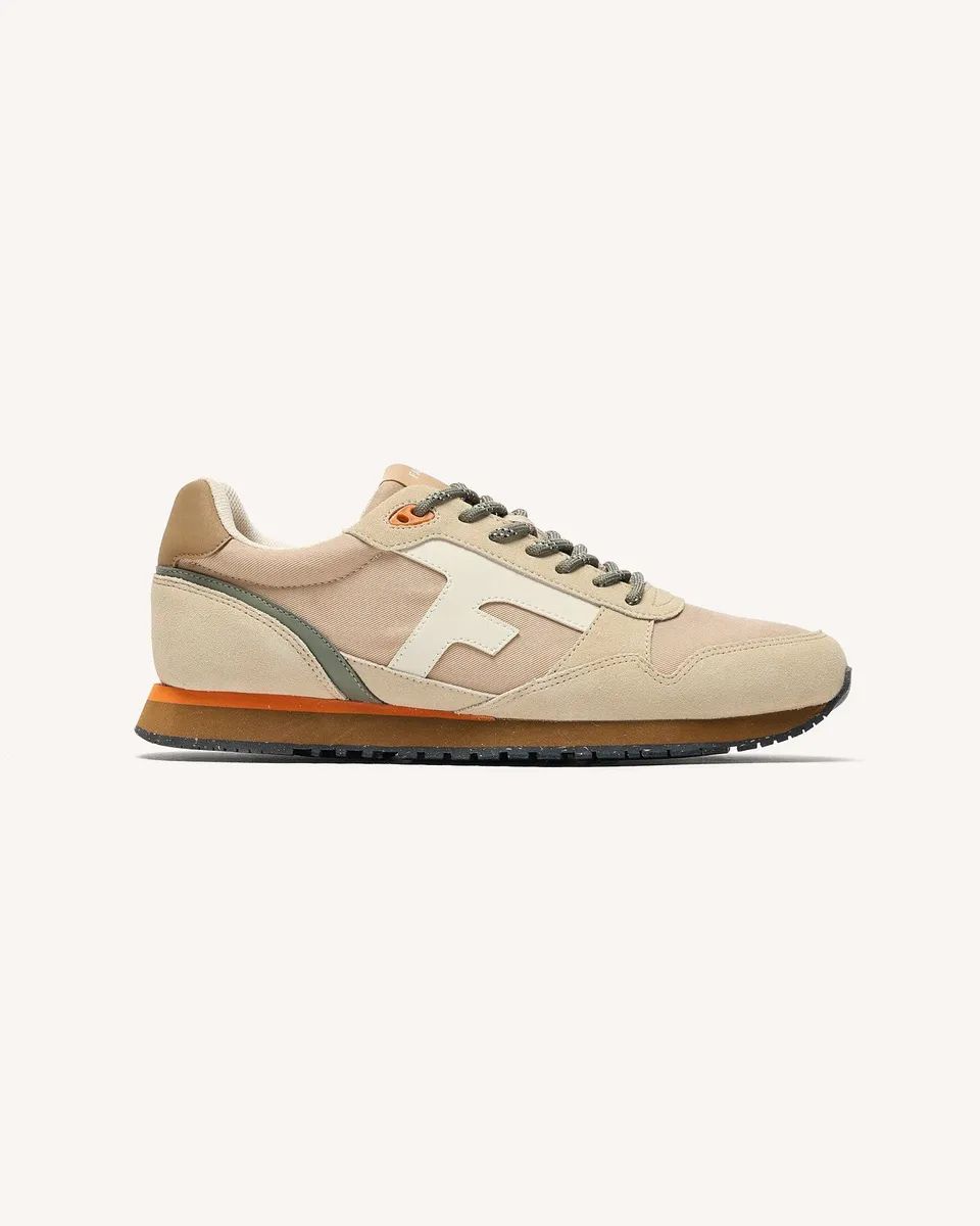 faguo-elm-baskets-homme-beige-et-camel-running-vintage image 1