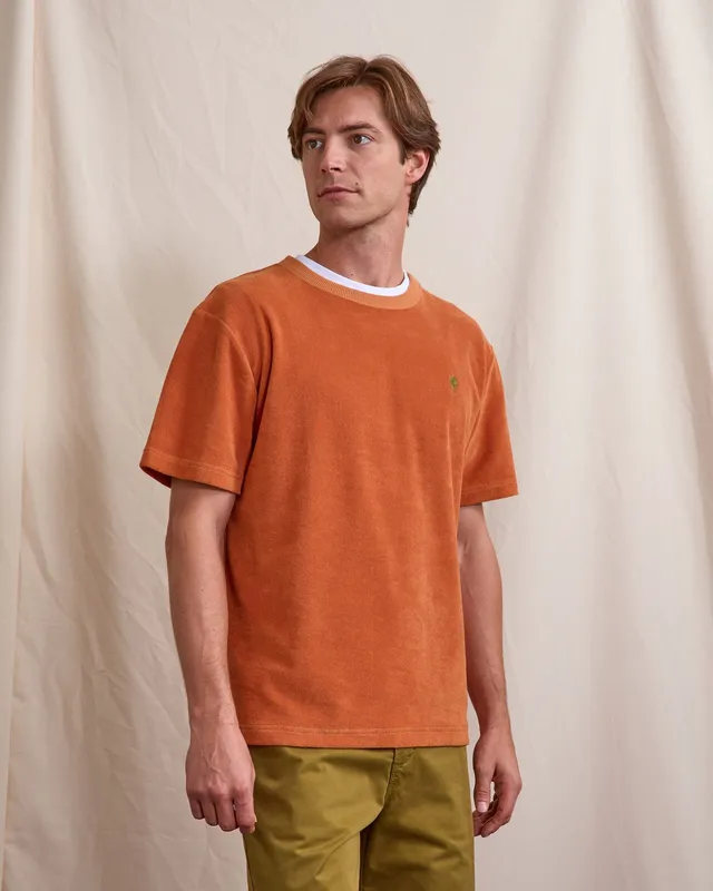 faguo-lugny-t-shirt-velours-brique-clair-oversize image 1