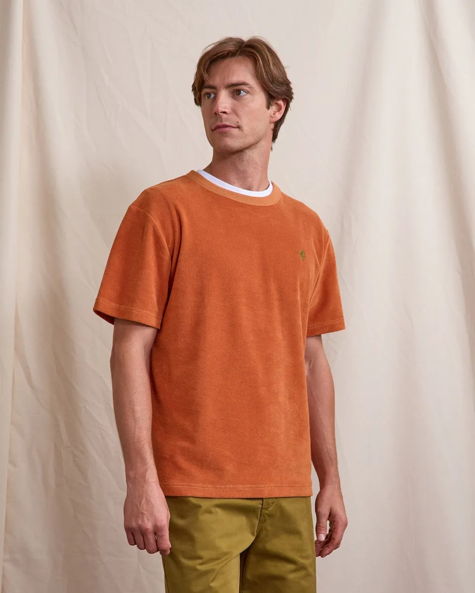 faguo-lugny-t-shirt-velours-brique-clair-oversize image 1