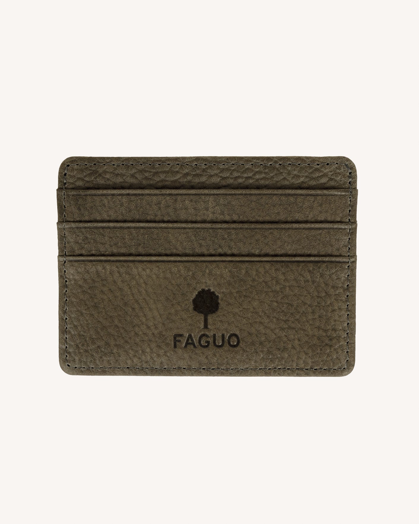 faguo-card-holder-porte-carte-cuir-grain-homme-vert-fonc image 1
