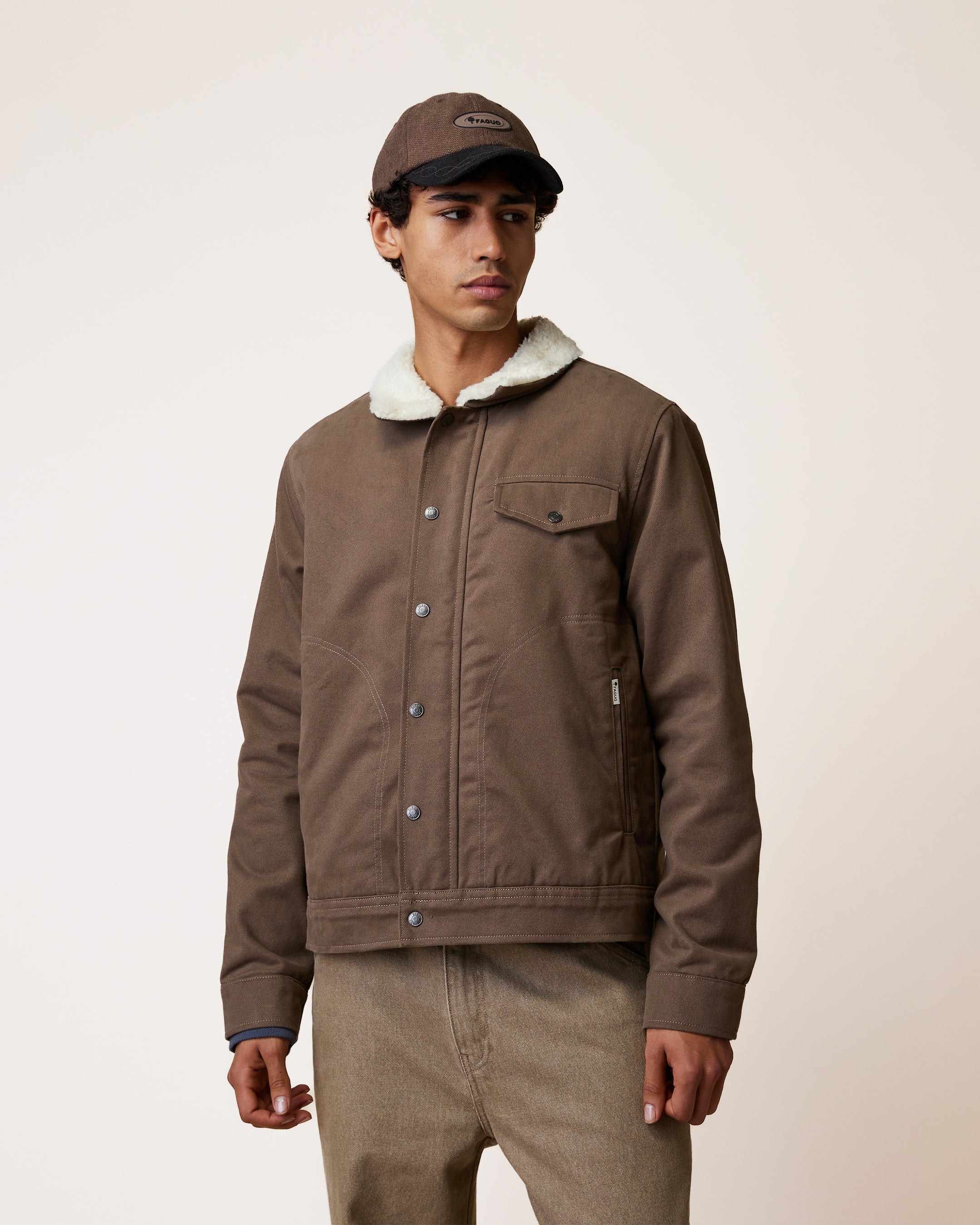 faguo-seillon-blouson-sherpa-taupe-homme image 1