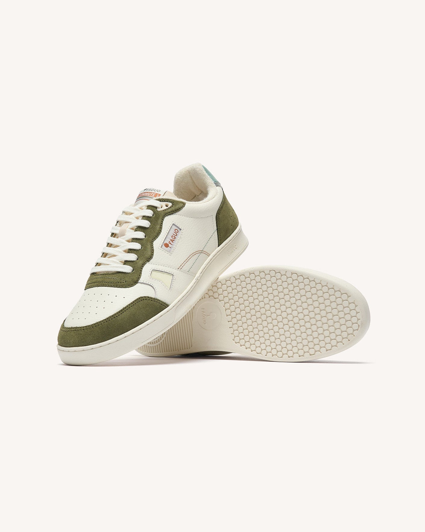 faguo-baskets-commute-1-blanc-et-kaki-cuir image 4