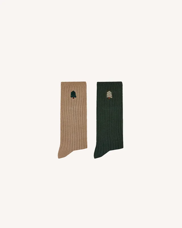 faguo-lot-2-paires-chaussettes-vert-et-taupe-homme image 1