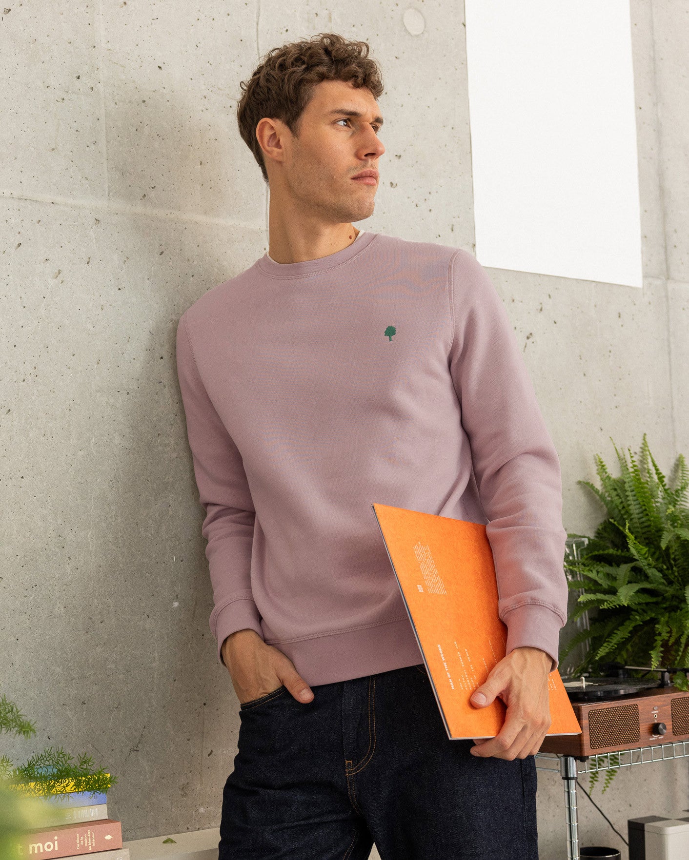 faguo-donzy-sweat-col-rond-rose-gris-molleton-homme image 1