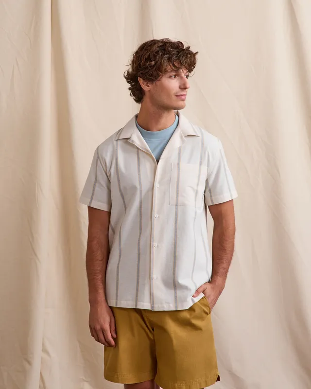 faguo-paiolive-chemise-manches-courtes-homme-cru-et-bleu image 1