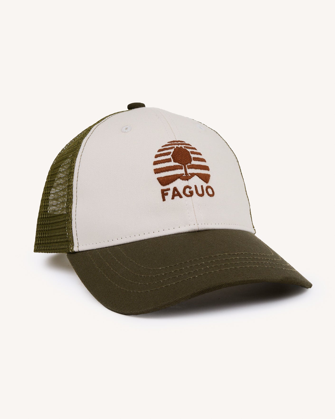 faguo-trucker-casquette-olive-et-kaki-6-pans-mesh image 2