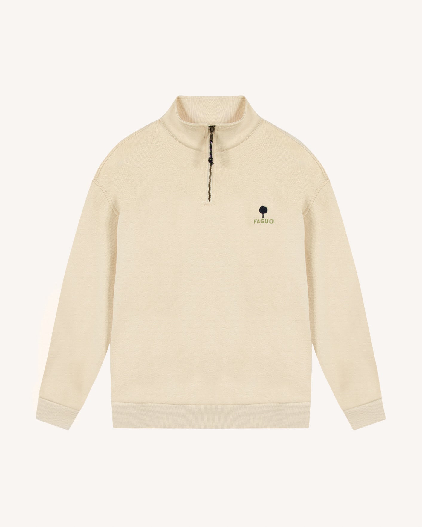 faguo-sweat-zipp-amboise-cru-coton-bio-col-camionneur image 2