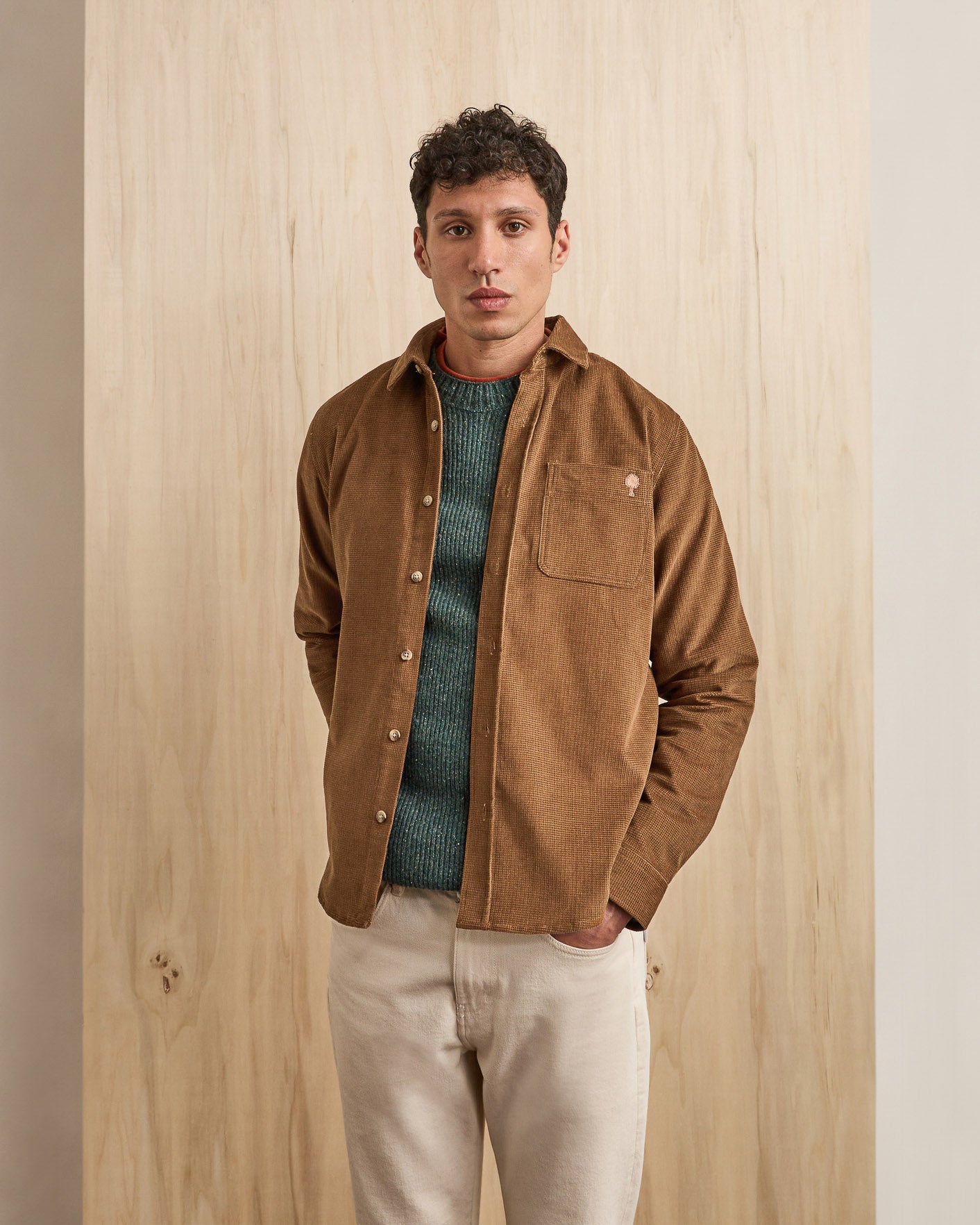 faguo-signy-surchemise-velours-camel-marron image 1