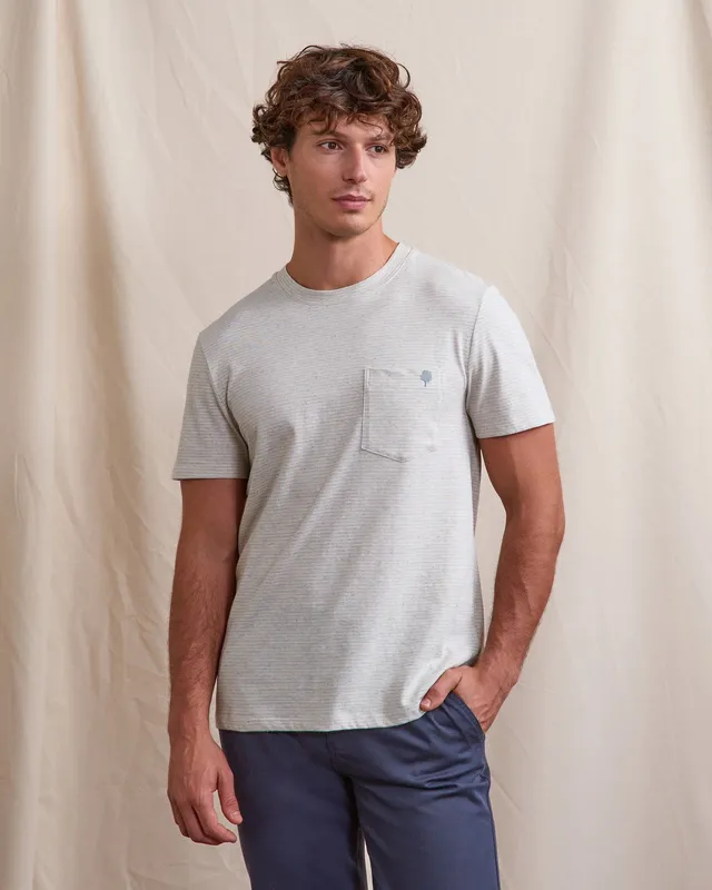 faguo-olonne-t-shirt-homme-cru-et-bleu-clair-ray-poche image 1
