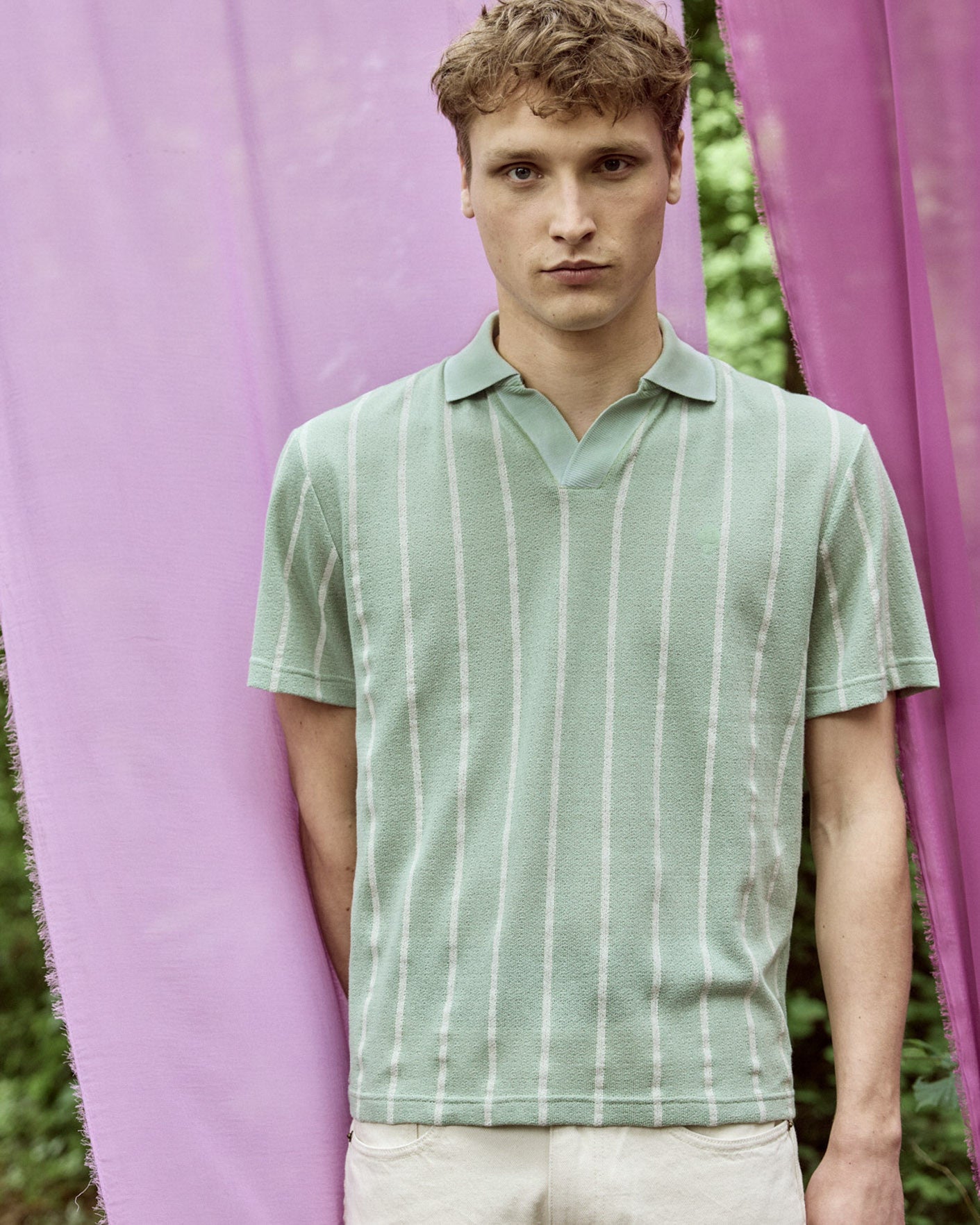 faguo-blache-polo-vert-clair-et-cru-coton image 1