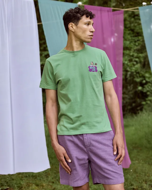 faguo-arcy-t-shirt-imprim-open-air-vert-menthe-coton-homme image 1