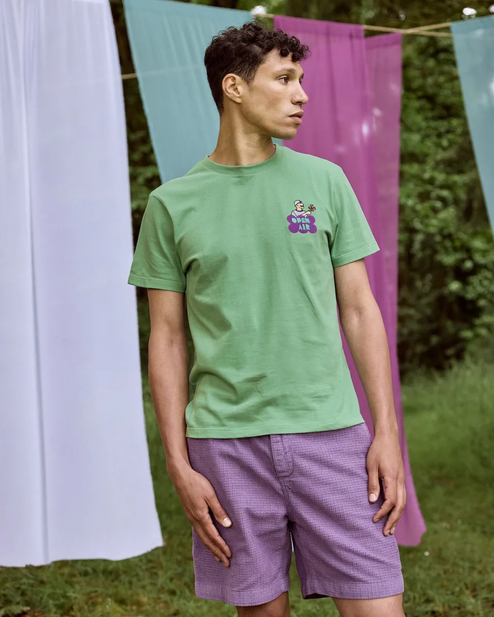 faguo-arcy-t-shirt-imprim-open-air-vert-menthe-coton-homme image 1