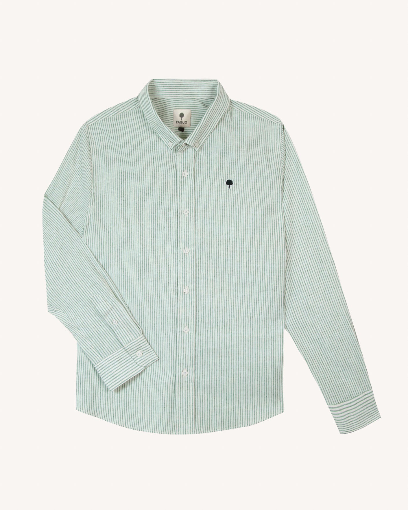 faguo-ivoy-chemise-en-lin-ray-e-vert-et-cru image 2