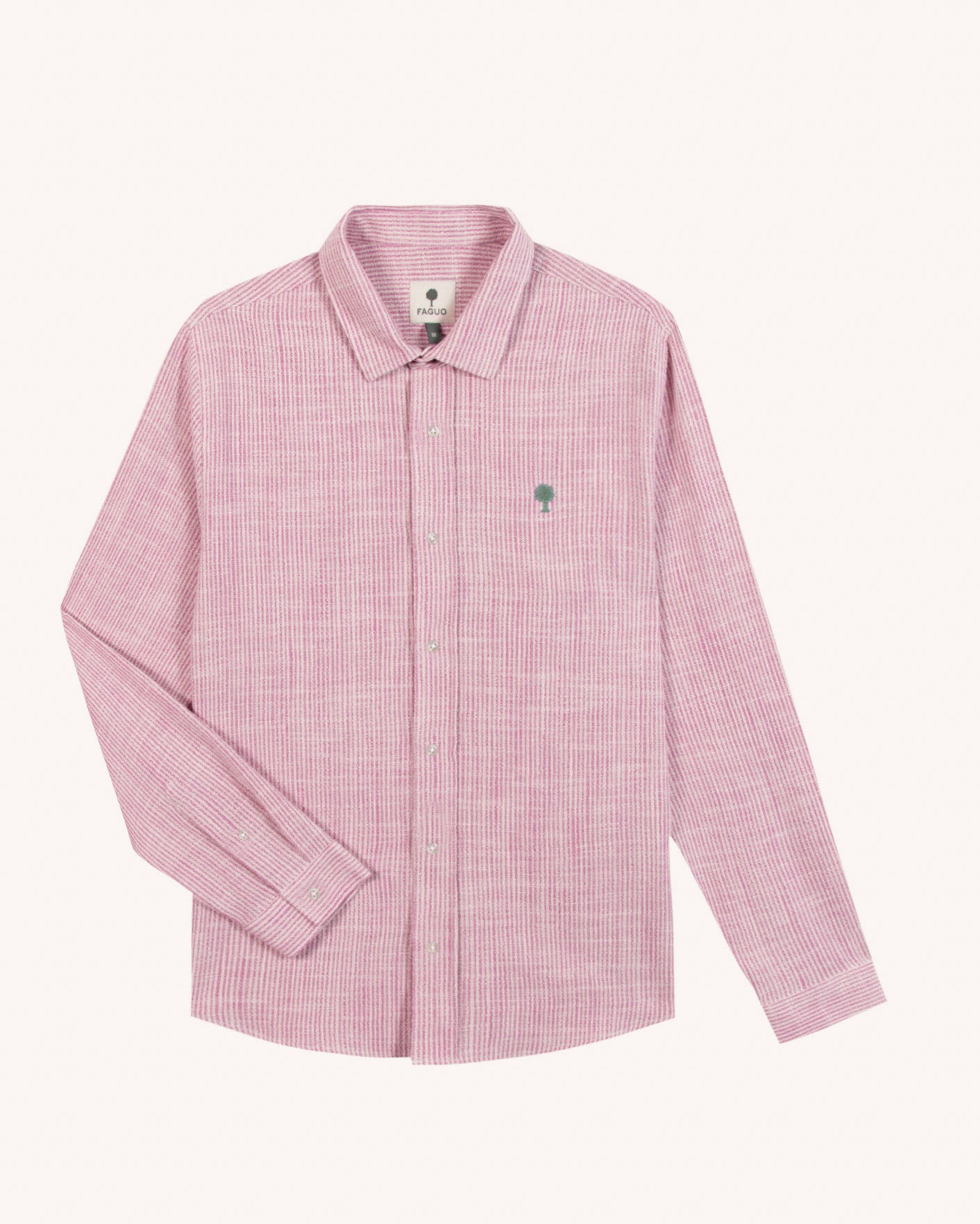 faguo-iraty-chemise-ray-e-cru-et-rose-coupe-droite-homme image 2